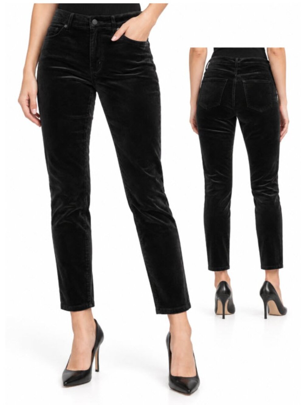 Banana Republic Velour Black Slim Fit Pants Size 32 Stretchy Chic Preppy Classic